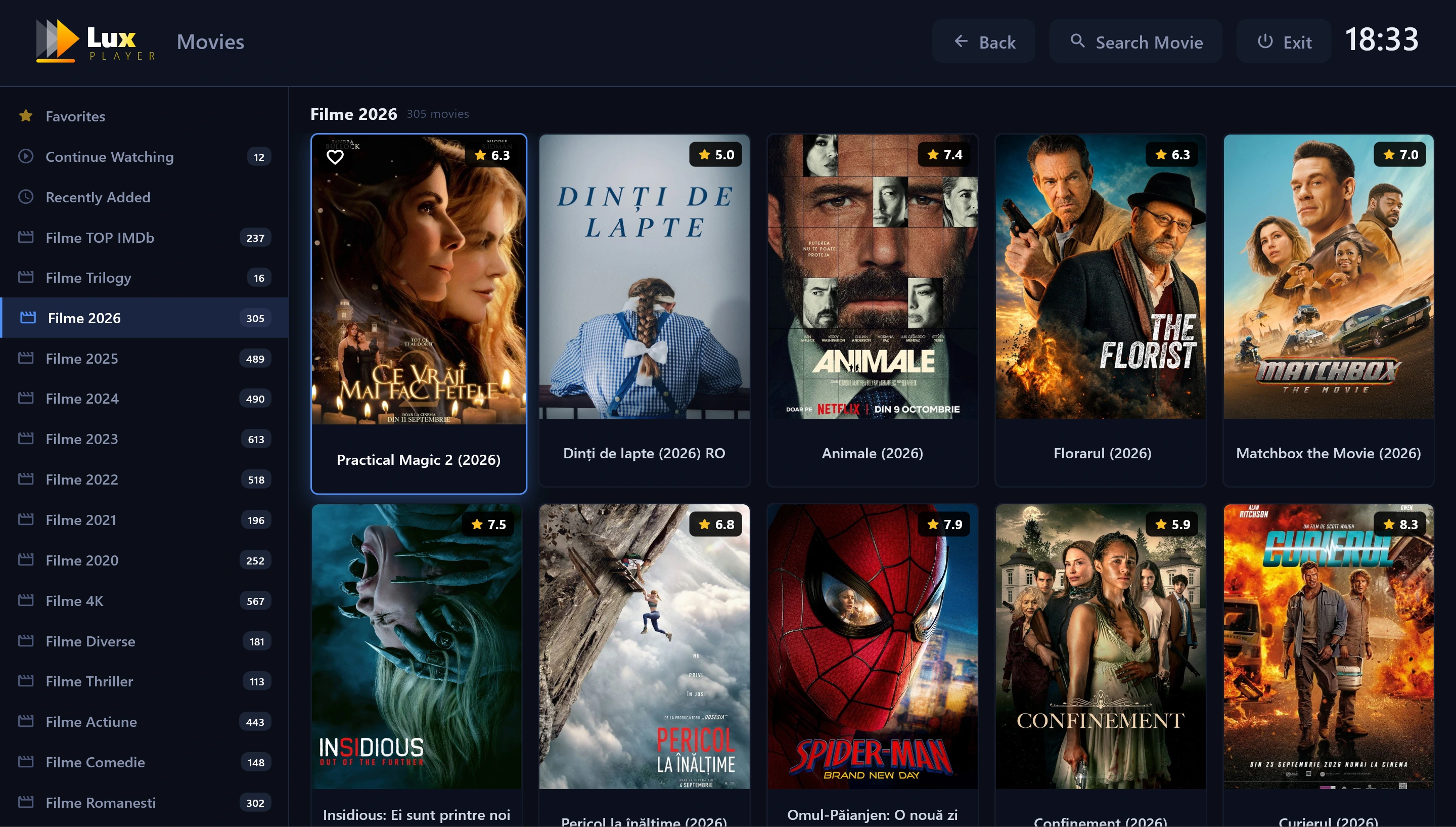 Lux Player Movies: categoriile de filme și căutarea